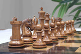 Grand Collection Signature Series Luxury Staunton Chess Pieces in Ebony and Distressed Boxwood: King Size 4.4"